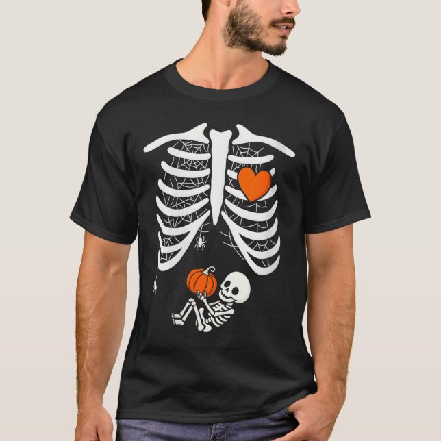 Camiseta Bebé Skeleton Embarazado Jaula De Rib Xris Para Fa (Anverso)