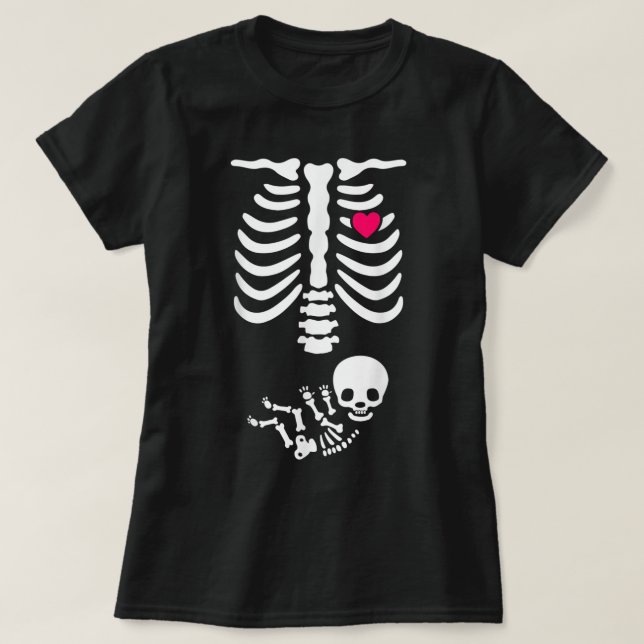 Camiseta Bebé Skeleton Embarazo Invitación Rayos X Graciosa (Diseño del anverso)