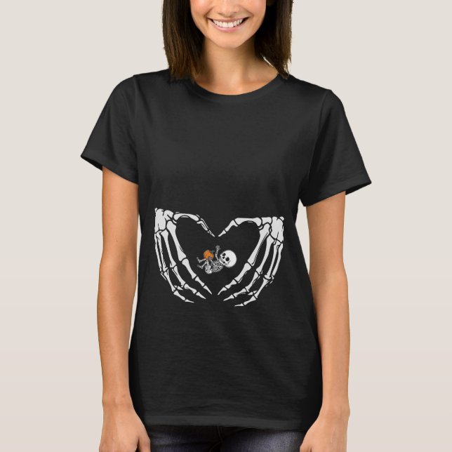 Camiseta Bebé Skeleton Heart Hand Halloween X-ray Embarazo (Anverso)