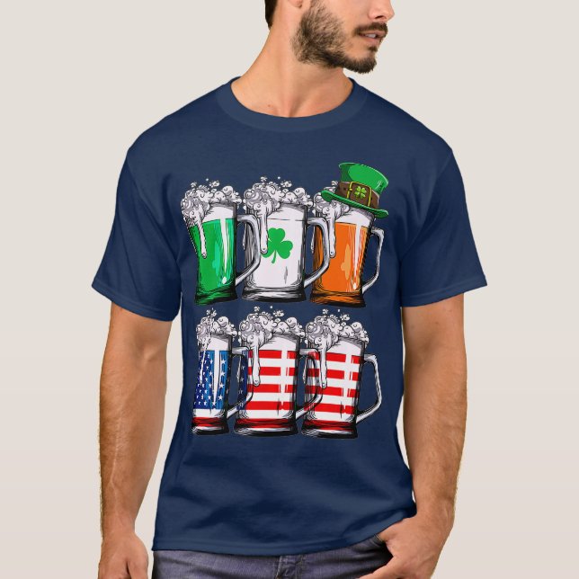 Camiseta Bebe St Patricks Day Hombres Bandera Americana Irl (Anverso)