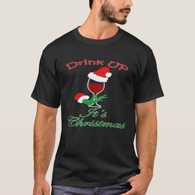 Camiseta Bebe sus Navidades Vino Vidrio Santa Hat (Anverso)