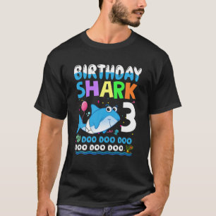 Camiseta Bebé Tiburón De 3 Años Doo De Tercer Cumpleaños