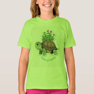 Camiseta Bebé tortuga linda llevando un pequeño jardín en s