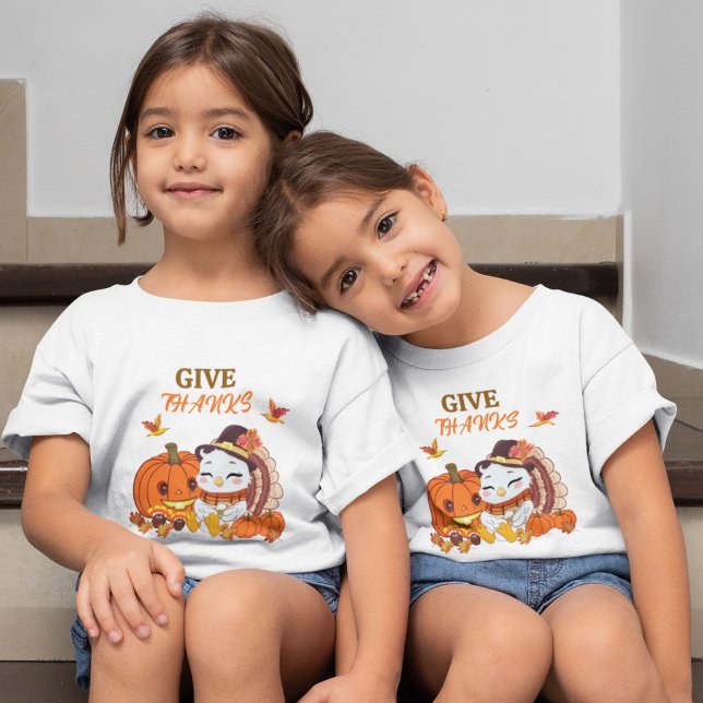 Camiseta Bebé Turquía y calabaza celebrando el día de Acció (Subido por el creador)