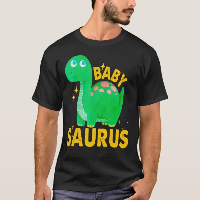 Camiseta Bebé verde lindo bebé saurus dinosaurio (Anverso)