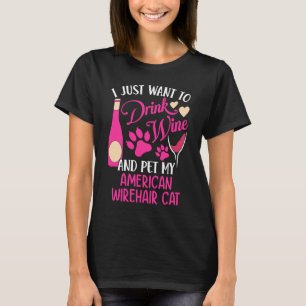 Camiseta Bebe Vino y Acaricia a mi Gato American Wirehair  