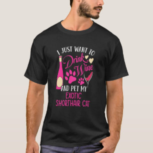 Camiseta Bebe Vino y Acaricia a Mi Gato Exótico de Pelo Cor