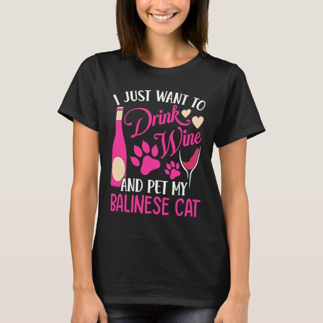 Camiseta Bebe vino y Mascota mi gato balinés mi humor mamá (Anverso)
