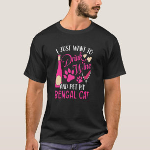 Camiseta Bebe vino y Mascota mi gato bengalí gato mamá gato