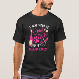 Camiseta Bebe vino y Mascota mi humor de gato de ragaMuffin