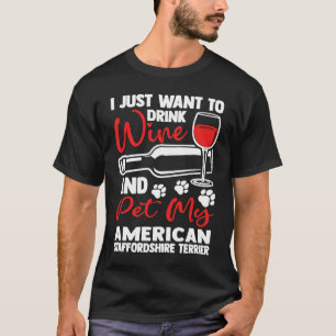 Camiseta Bebe vino y Mascota My American Staffordshire Terr