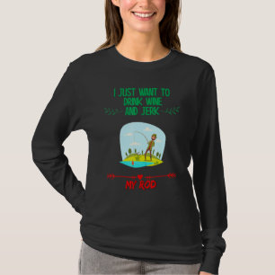 Camiseta Bebe Vino Y Tirar Mi Rod, Pesca Humor Gráfico