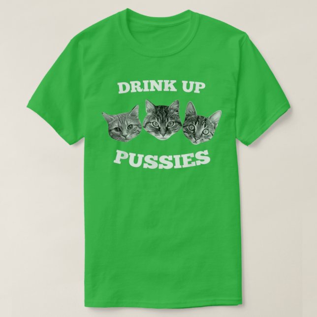 Camiseta Beber a los hombres Pussies Funny Beber    Gato(2) (Diseño del anverso)