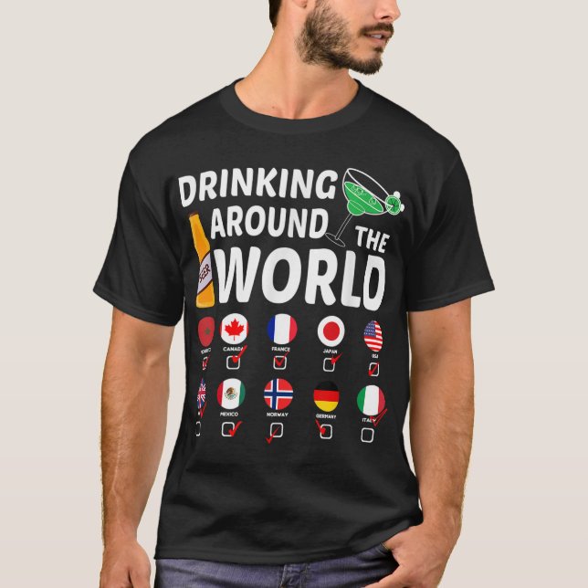 Camiseta Beber alrededor del mundo bebiendo regalos de aman (Anverso)