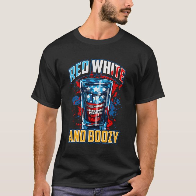 Camiseta Beber blanco rojo patriótico norteamericano Whiske (Anverso)