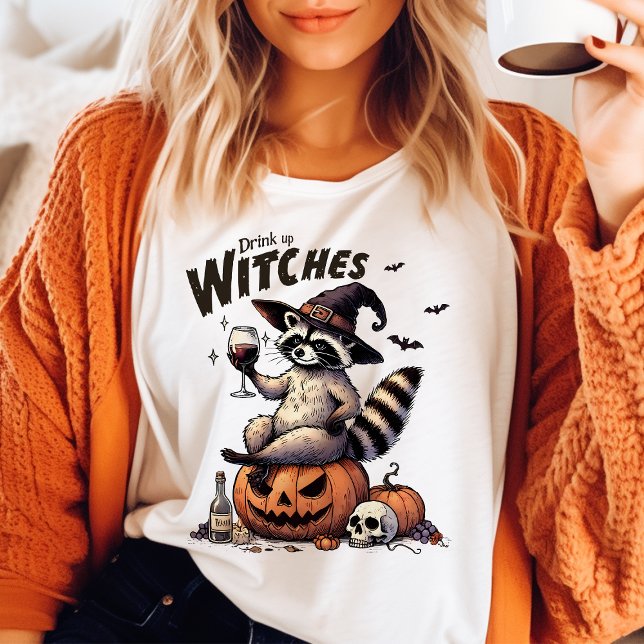 Camiseta Beber brujas Raccoon Vintage Halloween (Subido por el creador)