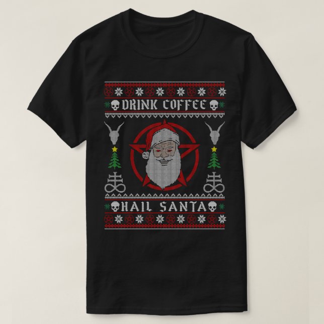 Camiseta Beber café Hail Satan (Diseño del anverso)