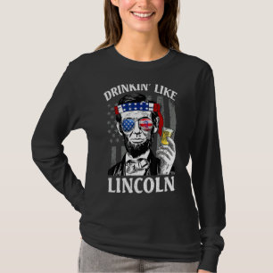 Camiseta Beber Como Lincoln 4 De Julio Hombres Abraham Amer