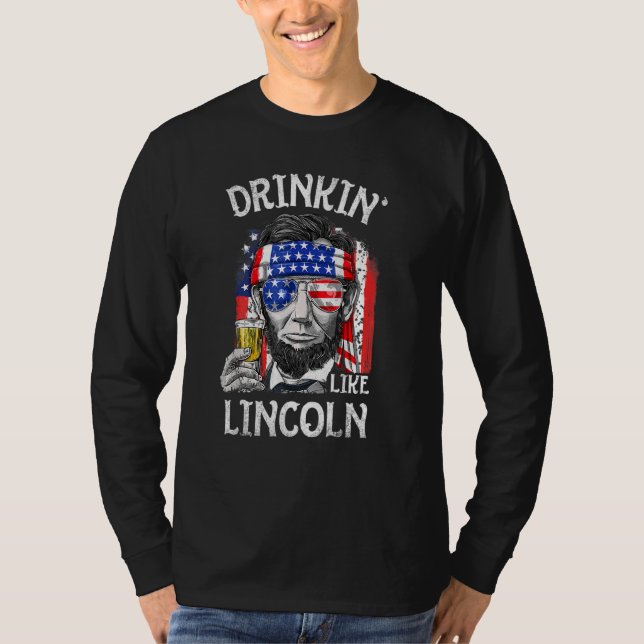 Camiseta Beber Como Lincoln 4 De Julio Hombres Abraham Meri (Anverso)