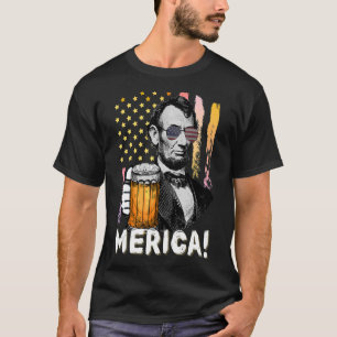 Camiseta Beber Como Lincoln 4 De Julio Hombres Abraham Meri