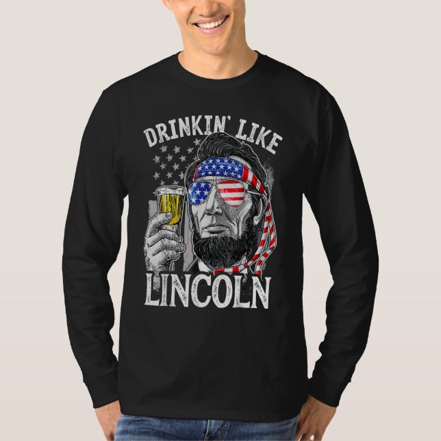 Camiseta Beber Como Lincoln 4 De Julio Hombres Abraham Meri (Anverso)