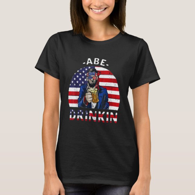 Camiseta Beber Como Lincoln 4 De Julio Hombres Abraham Meri (Anverso)