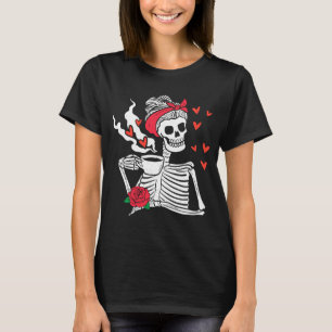 Camiseta Beber de esqueleto femenino café Funny Skeleton Sk