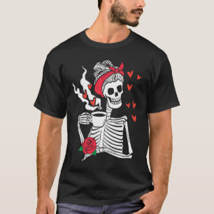 Camiseta Beber de esqueleto femenino café Funny Skeleton Sk