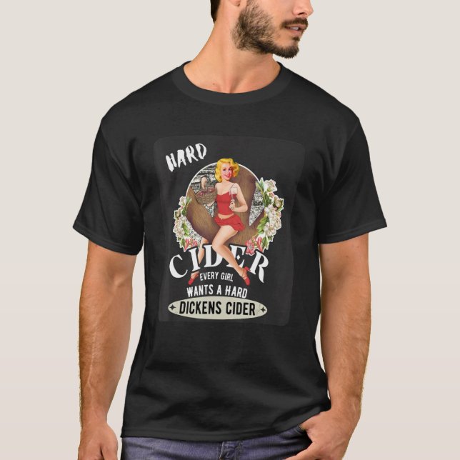 Camiseta Beber de sidra de pollo duro Chica caliente (Anverso)