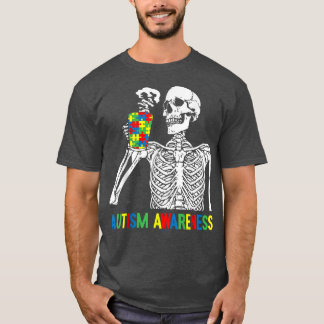 Camiseta Beber esqueleto Café Autismo Awareness Puzzle P
