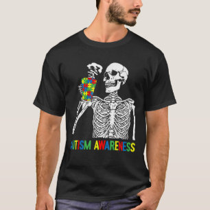 Camiseta Beber esqueleto Café Autismo Awareness Puzzle P