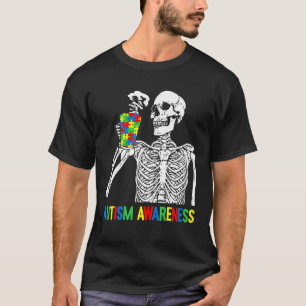 Camiseta Beber esqueleto Café Autismo Awareness Puzzle P
