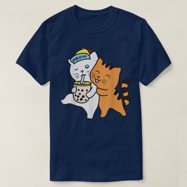 Camiseta Beber gato Boba Tea Bubble Tea Anime Kawai (Diseño del anverso)