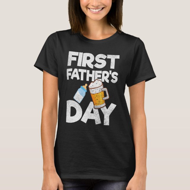 Camiseta Beber Leche Y Cerveza Juntos Feliz Primer Padre (Anverso)