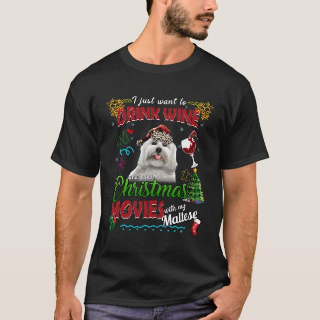 Camiseta Beber películas de Navidades de Wine Watch con mi  (Anverso)