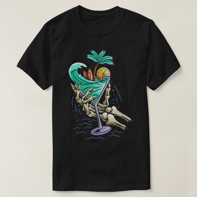 Camiseta Beber Skeleton de copas de veraneo Palm Trees Sum (Diseño del anverso)