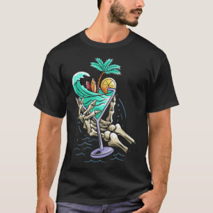 Camiseta Beber Skeleton de copas de veraneo Palm Trees Sum