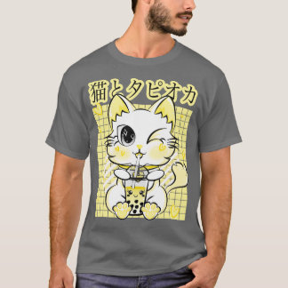 Camiseta Beber té Boba Neko Kawaii Cat Pastel Retro Sty