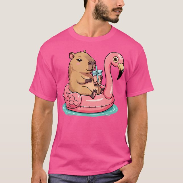 Camiseta Beber un capibara lindo en el suelo de la piscina  (Anverso)