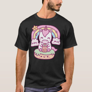 Camiseta Beber unicornio lindo té arcoiris y nube