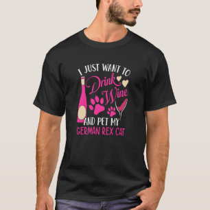 Camiseta Beber Vino y Acariciar a Mi Gato Rex Alemán Humor