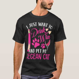 Camiseta Beber vino y Mascota mi gato egeo mamá humor negro