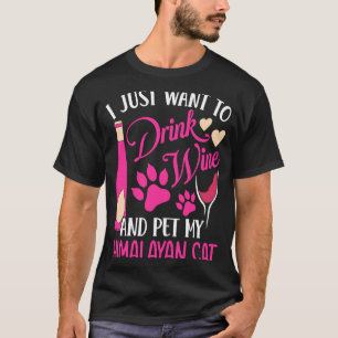 Camiseta Beber vino y Mascota mi humor de gato del Himalaya