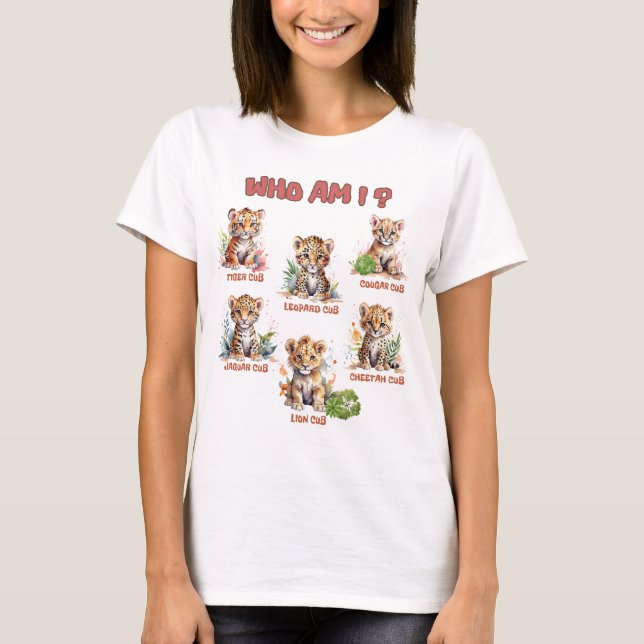 Camiseta Bebés animales gatos salvajes Cubos de bebé ¿Quién (Anverso)
