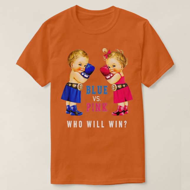 Camiseta Bebés de boxeo azul vs rosa Género revelan Fiestas (Diseño del anverso)