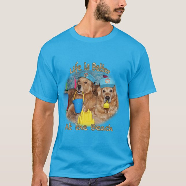 Camiseta Bebés de la playa del golden retriever (Anverso)