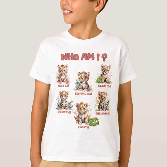 Camiseta Bebés grandes felinos Cute Cubs Seis animales salv (Anverso)