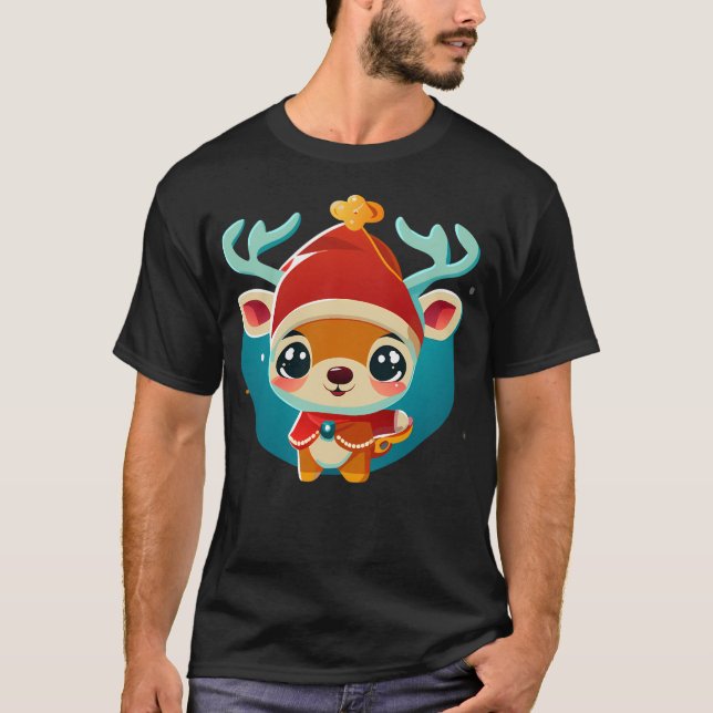 Camiseta Bebés Navidades Renos En Carro De Vestimenta De Sa (Anverso)
