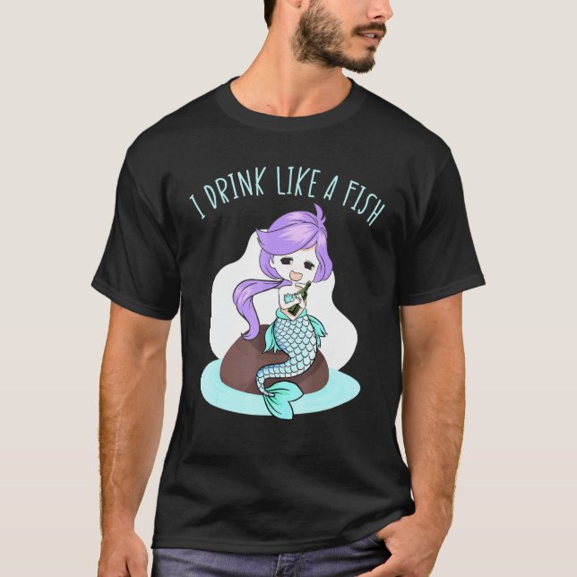 Camiseta Bebí Como Una Sirenita De Pescado Vino Magico De C (Anverso)