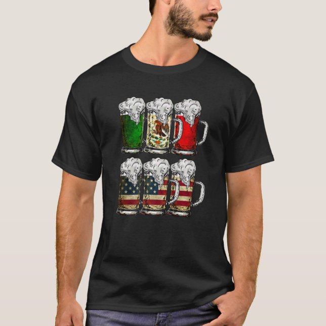 Camiseta Bebida Bandera Mexicana Estadounidense Cinco de Ma (Anverso)